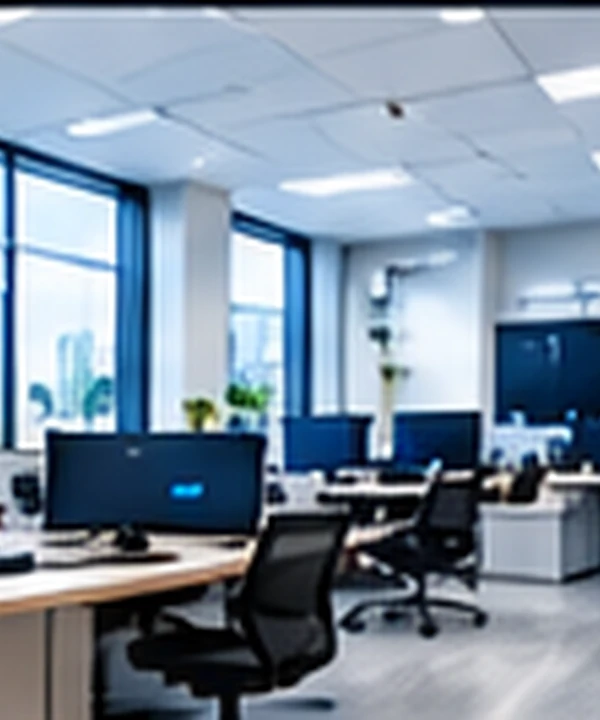 Modern workplace with computer systems