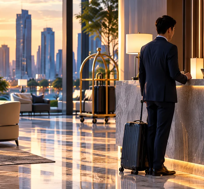 Hotel reception and hospitality environment